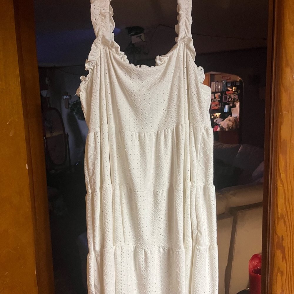 Elegant White Eyelet Midi Dress